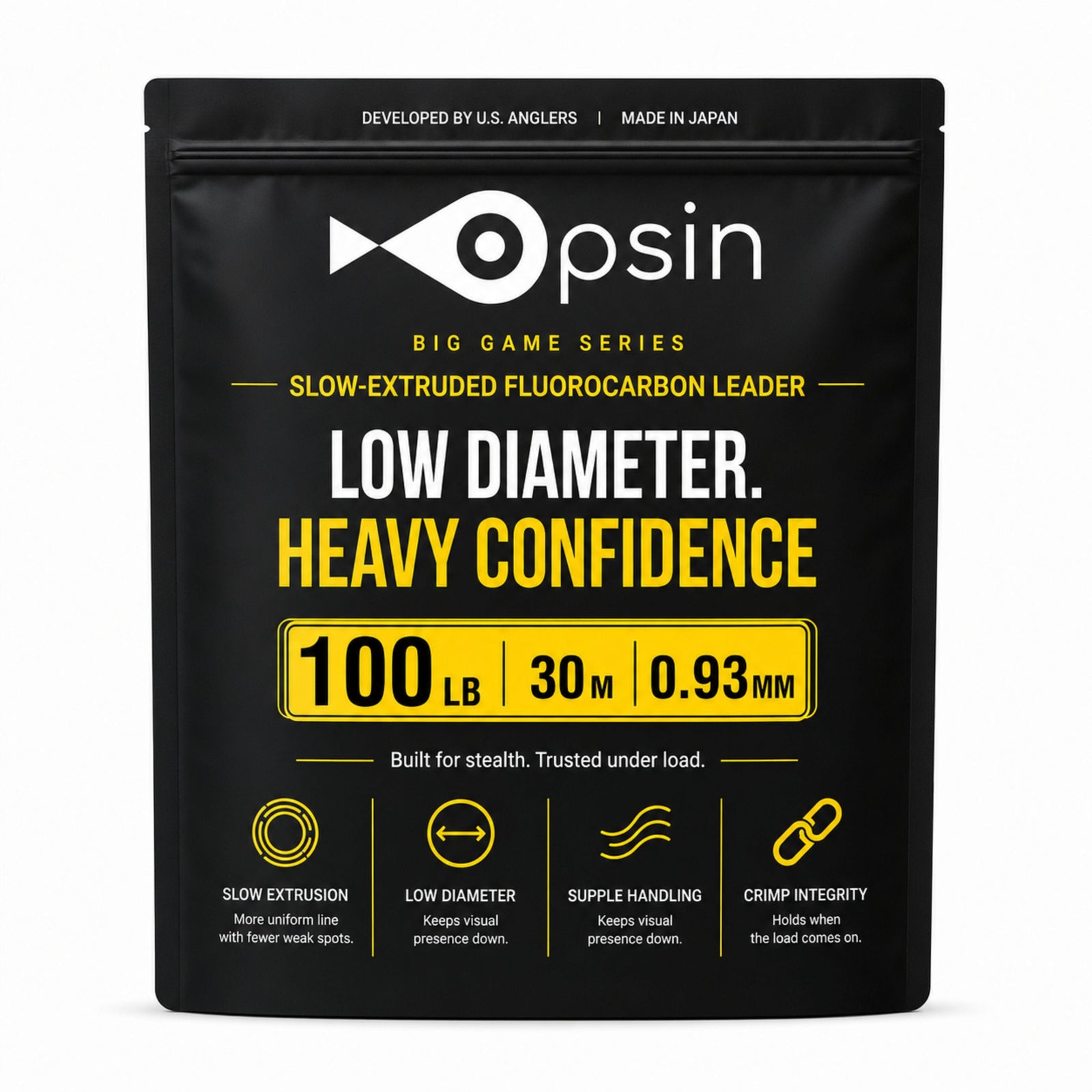 Opsin Big Game 100 lb fluorocarbon leader — 0.93 mm, 30 m package