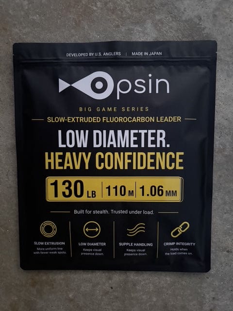 Opsin Big Game 130 lb fluorocarbon leader package — 110 m, 1.06 mm