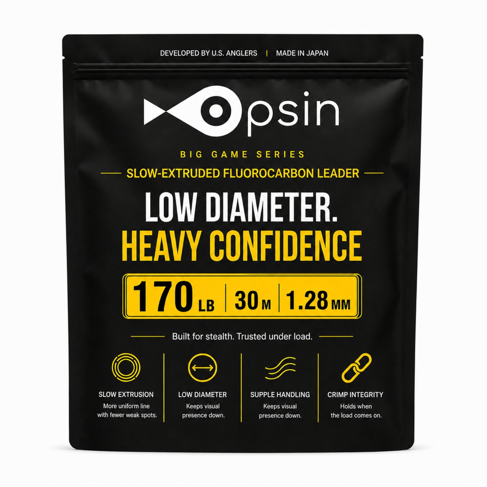 Opsin Big Game 170 lb fluorocarbon leader — 1.28 mm, 30 m package