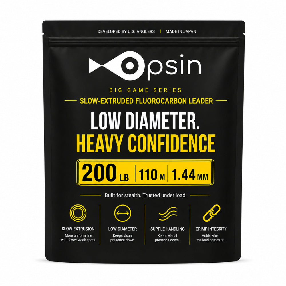 Opsin Big Game 200 lb fluorocarbon leader — 110 m package