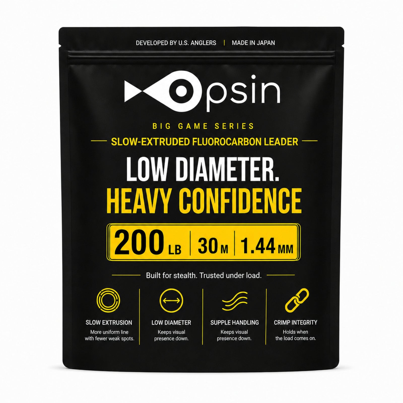 Opsin Big Game 200 lb fluorocarbon leader — 1.44 mm, 30 m package