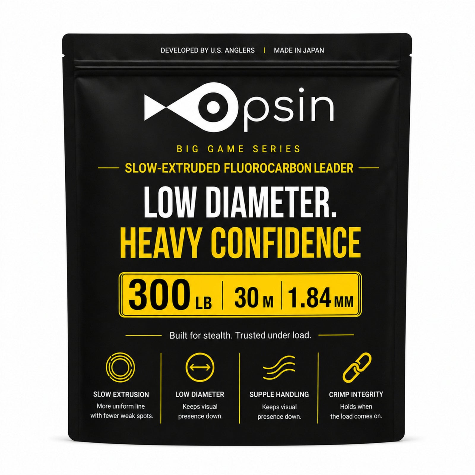Opsin Big Game 300 lb fluorocarbon leader — 1.84 mm, 30 m package
